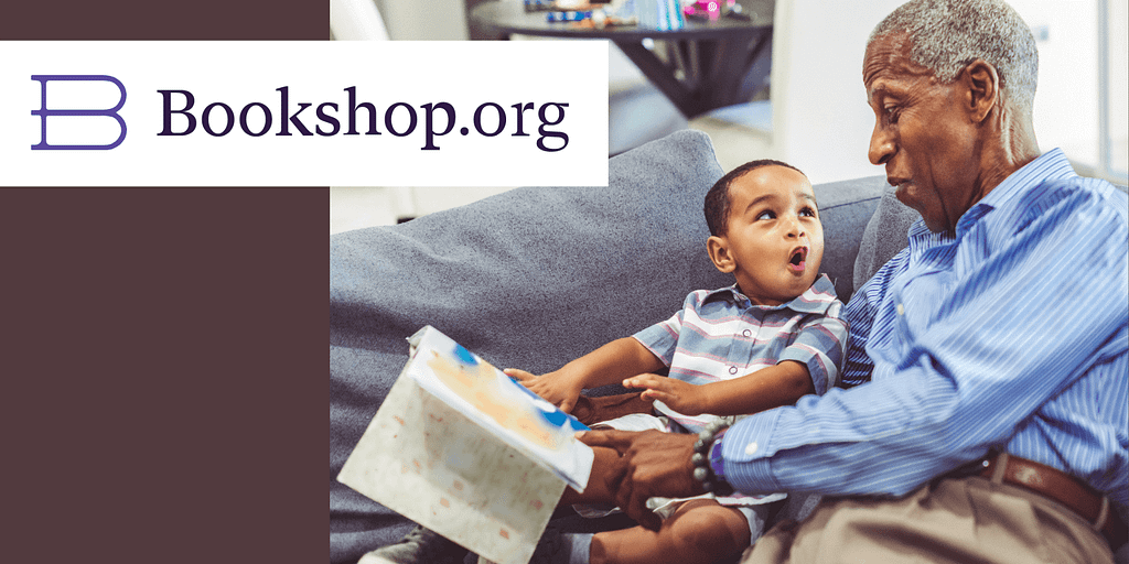 Image: An old man reading to a young boy, a book from Bookshop