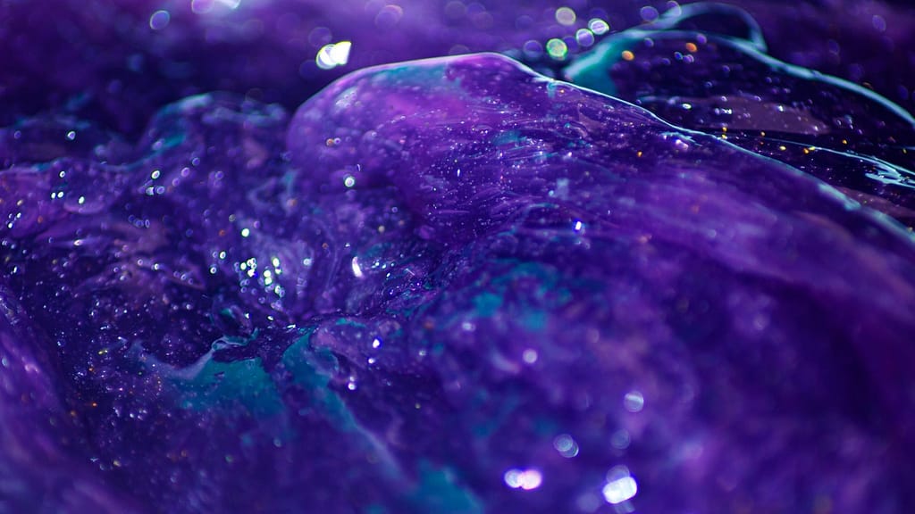 Image: Purple, sparkly slime. Not the exact slime that makes up the slime robots, but certainly a more aesthetic version!