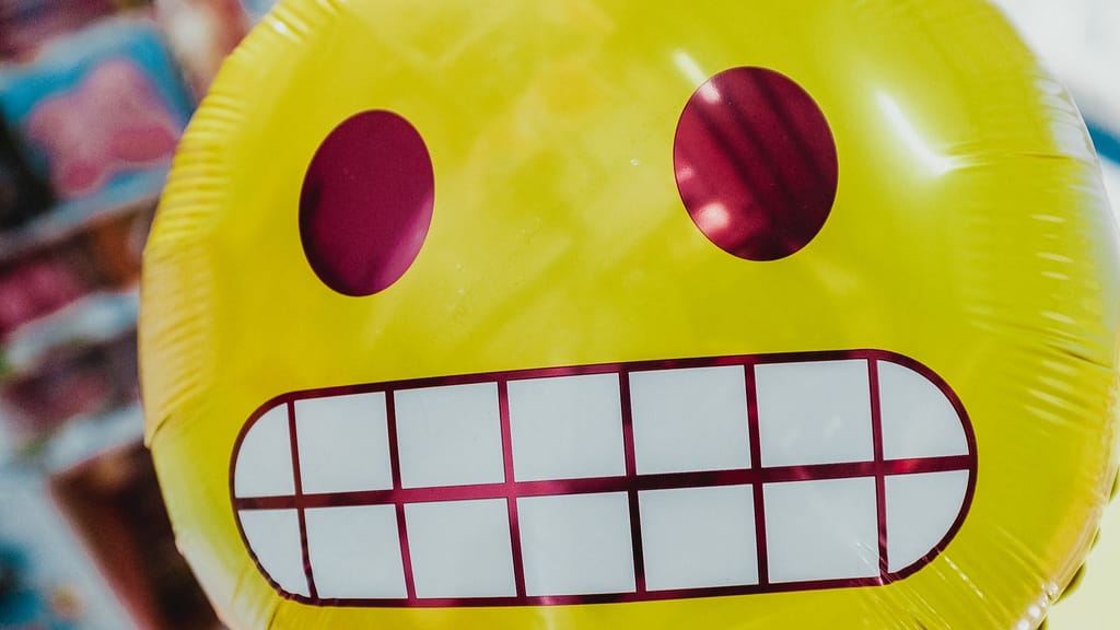 Image: An emoji shaped balloon making the "yikes" face, indicative of feeling embarassed