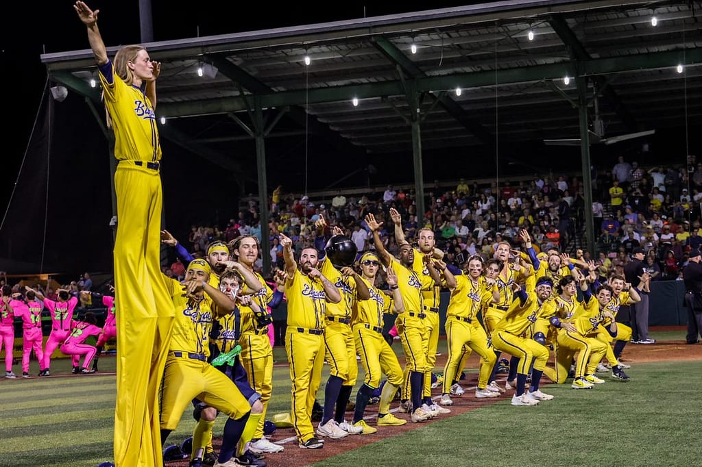 Image: The Savannah Bananas, including their team member on stilts!