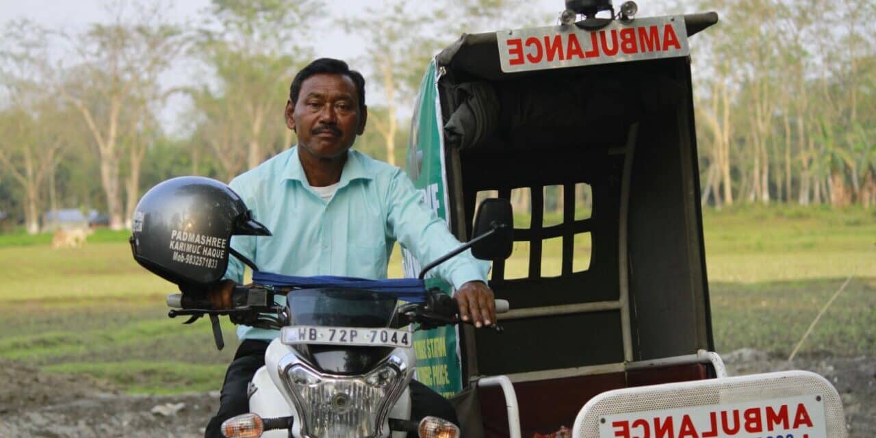 Image: Karimal Haque on his bike ambulance