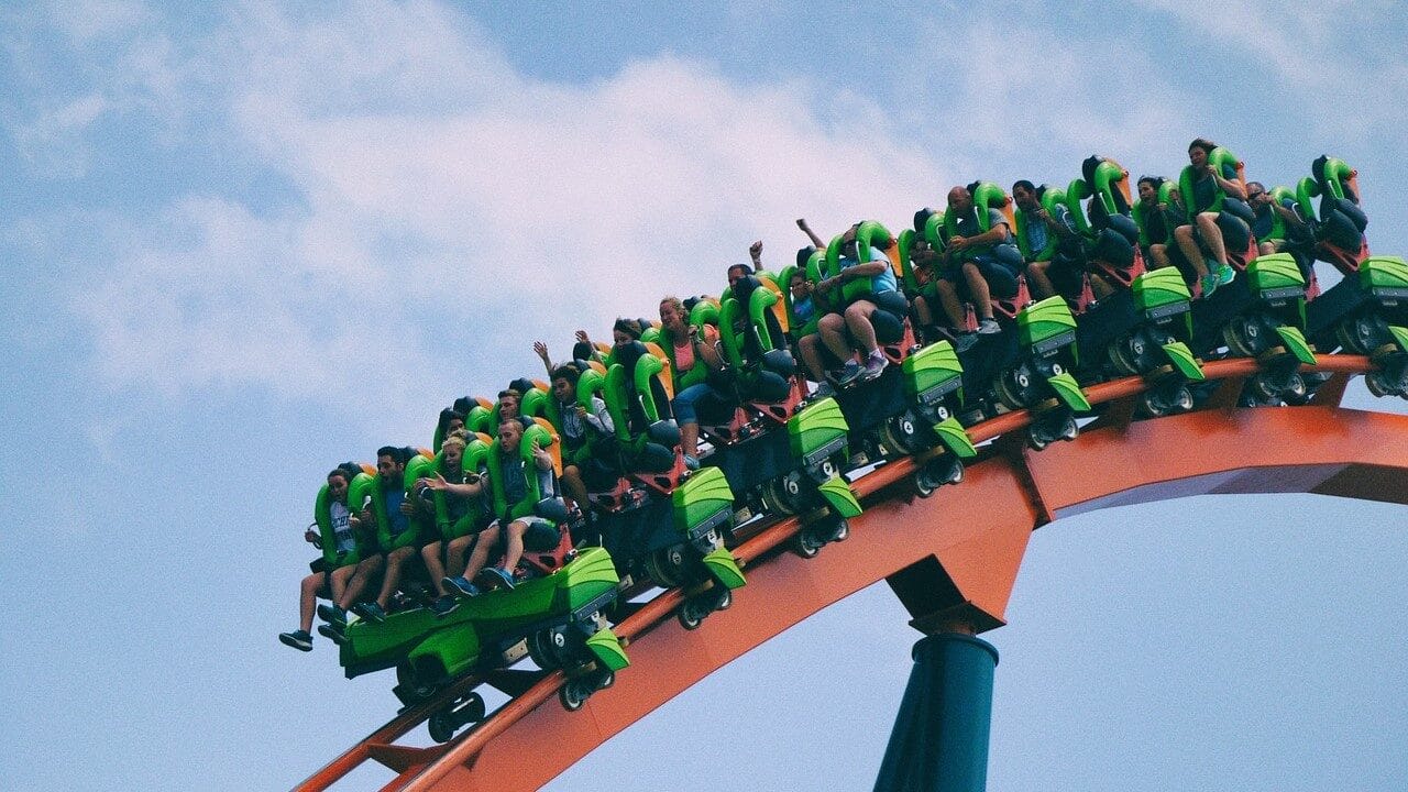 Image: people riding a roller coaster!