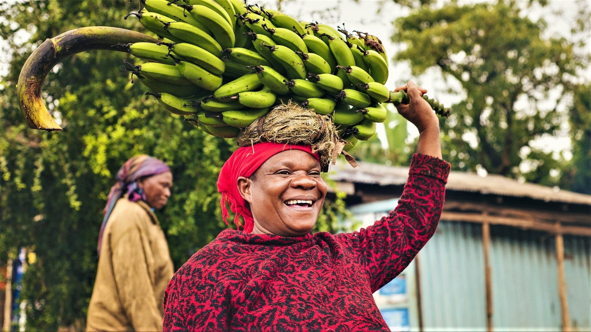Woman carrying bananas