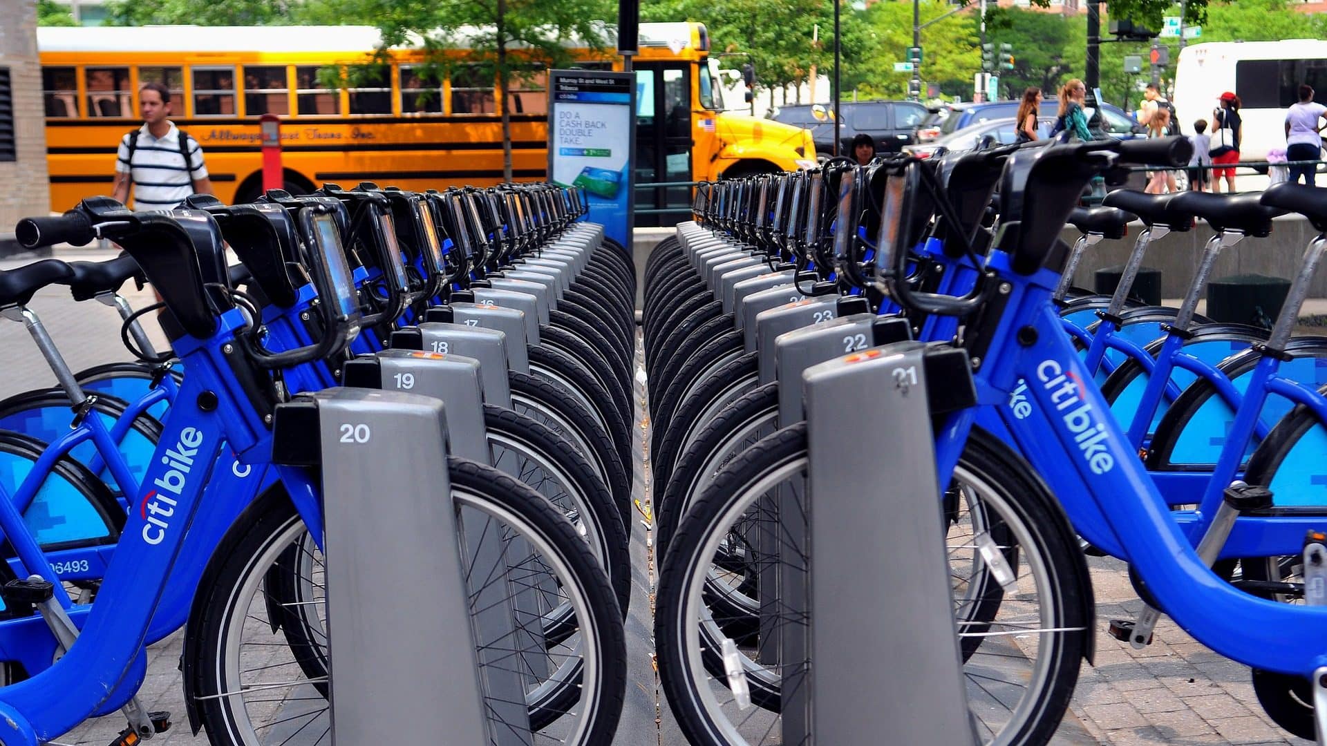 Image: Citi Bike docking area full of bikes