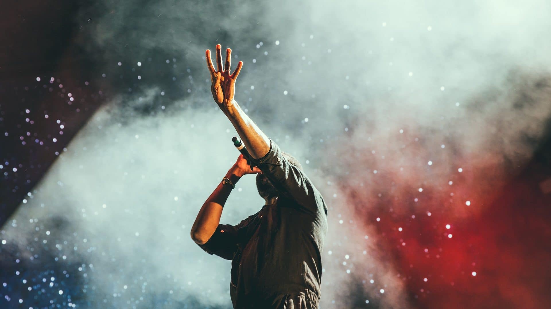Image: Musician singing at a concert