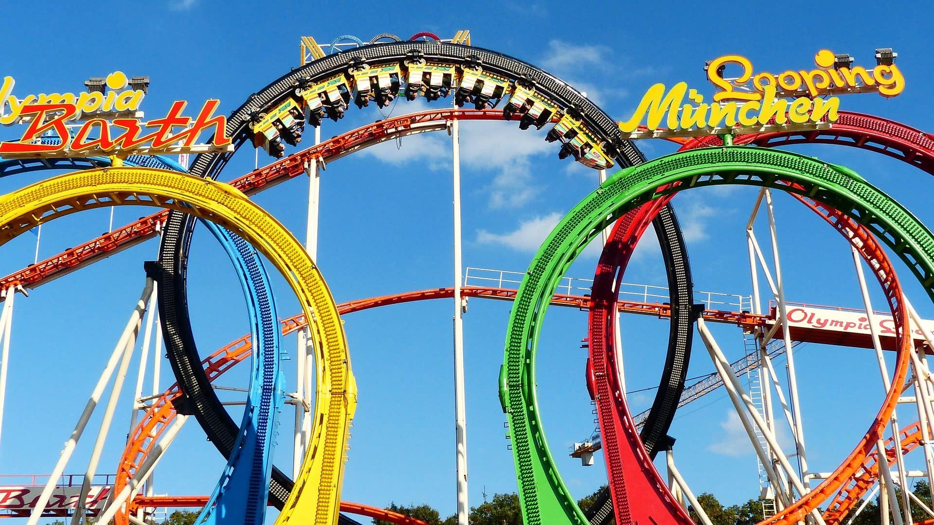 Image: colorful roller coaster loops