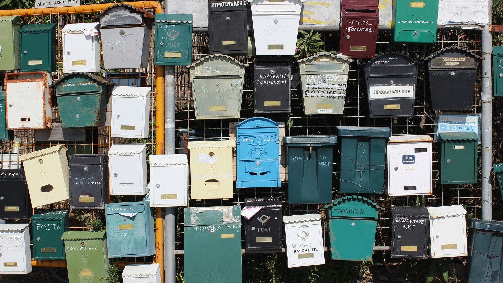 Image: a collection of various mailboxes