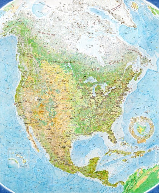 Image: Anton Thomas's hand drawn map of North America