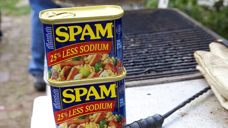 Image: Two cans of Spam by the grill!