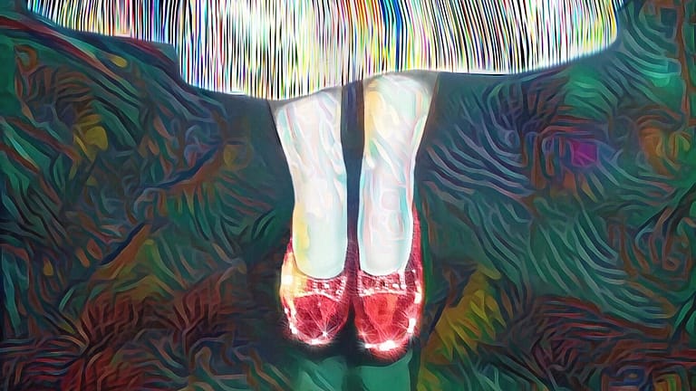 Image: Dorothy's Ruby Slippers in Vibrant Color