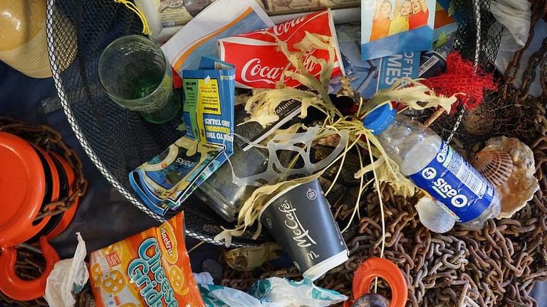 Image: Plastic waste mixed with sea rubbish