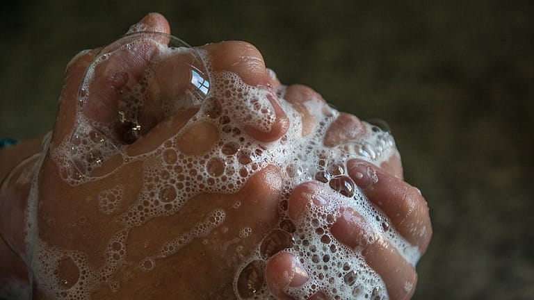 Image: Soap suds on hands
