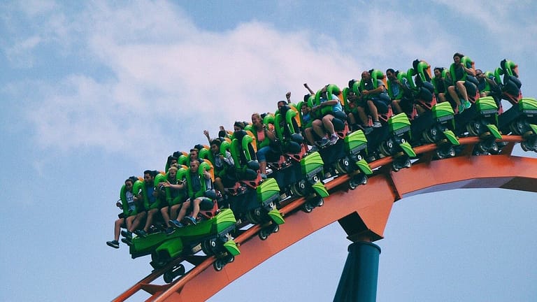 Image: people riding a roller coaster!