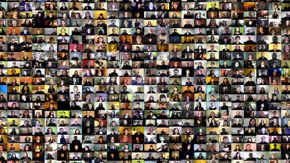 Image: Images of people singing in the virtual choir