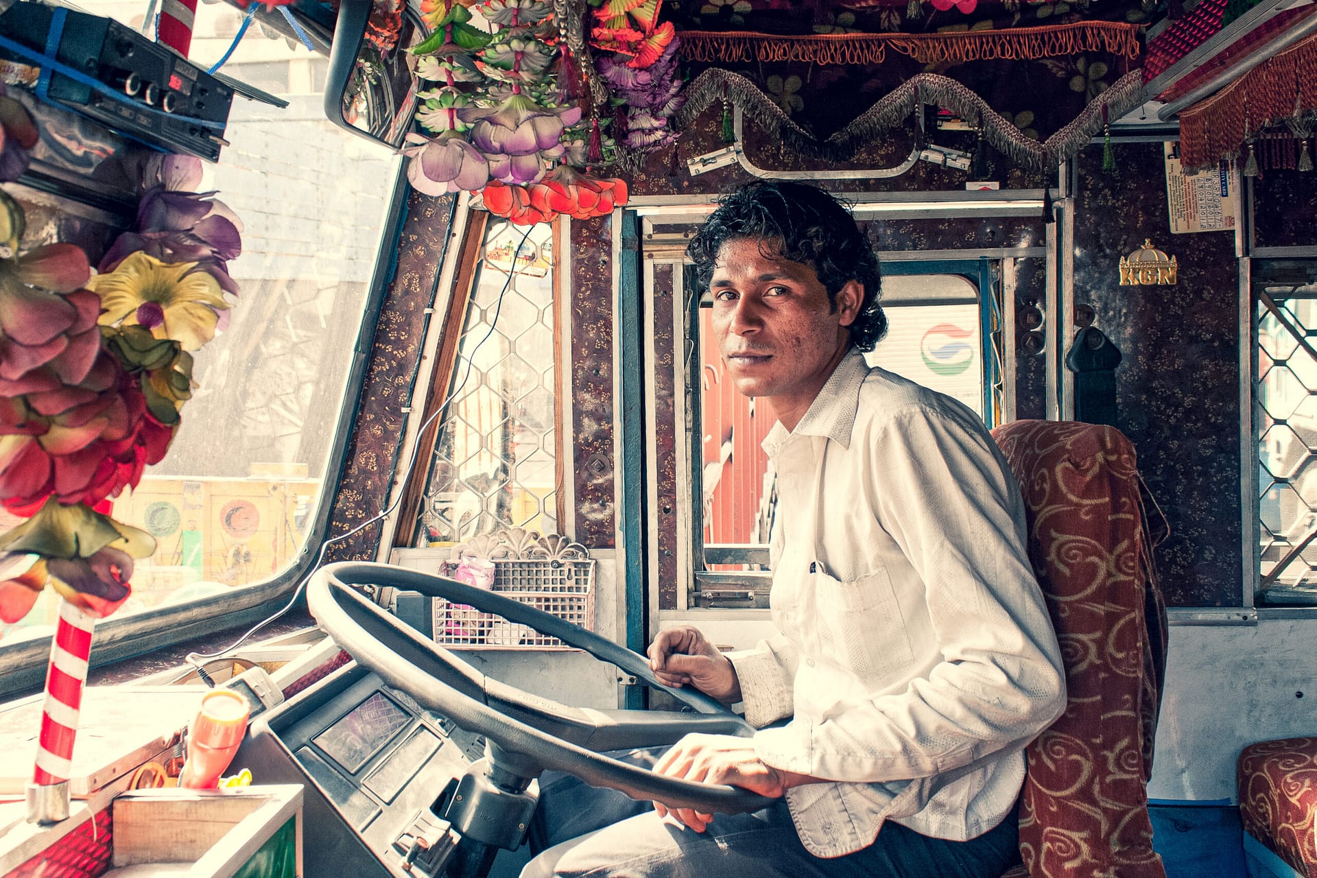 Image: Truck driver sitting in the cab