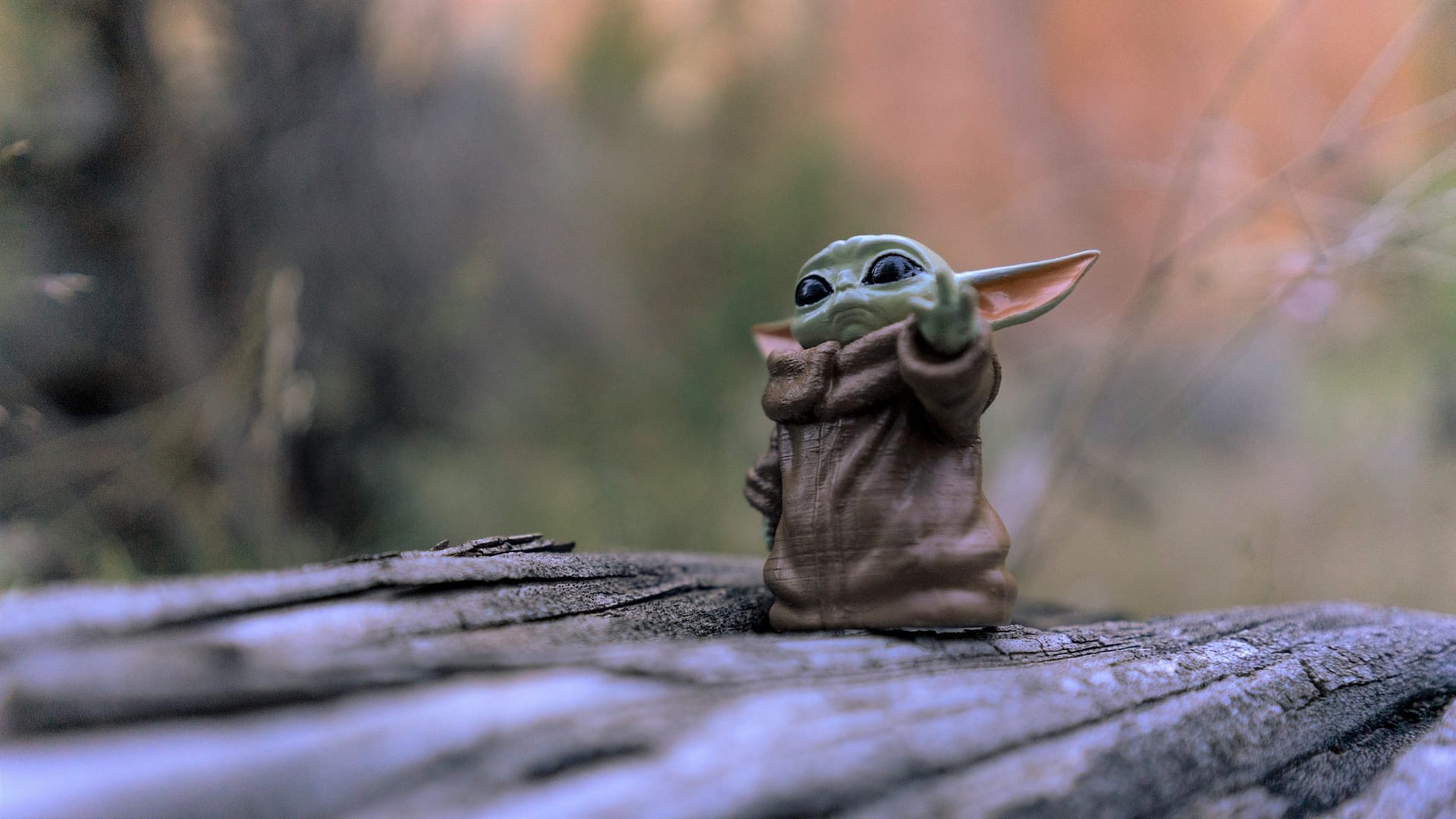 Image: Figurine of Baby Yoda, from the Mandalorian--filmed in the Volume 