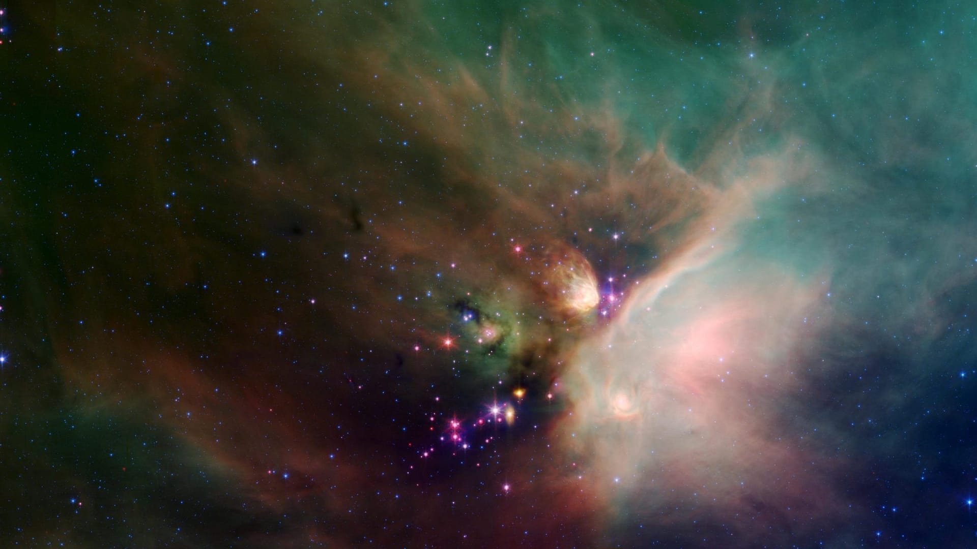 Image: Image from NASA of newborn stars in a cloud of dust