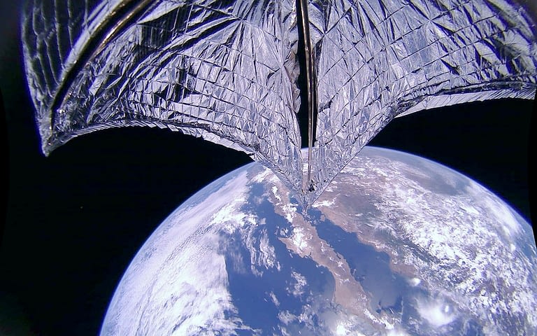Image: LightSail 2 sail in space over California