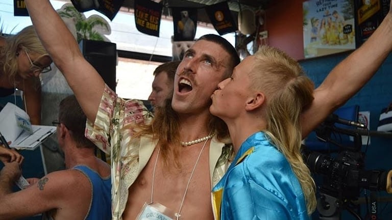 Image: Two mullet-wearers rejoicing