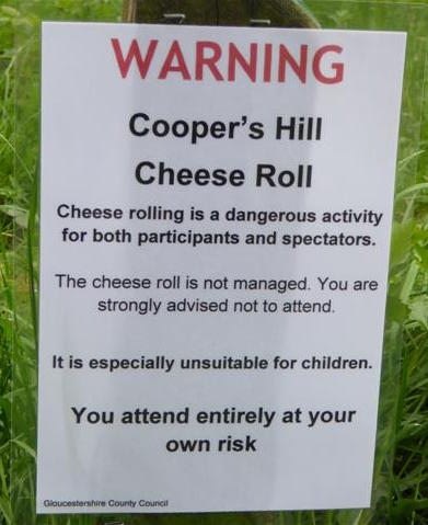 Image: Cheese Rolling Festival Warning Notice