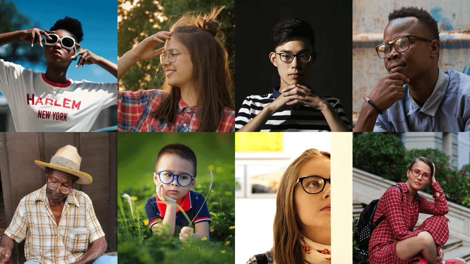 Image: People wearing different kinds of glasses