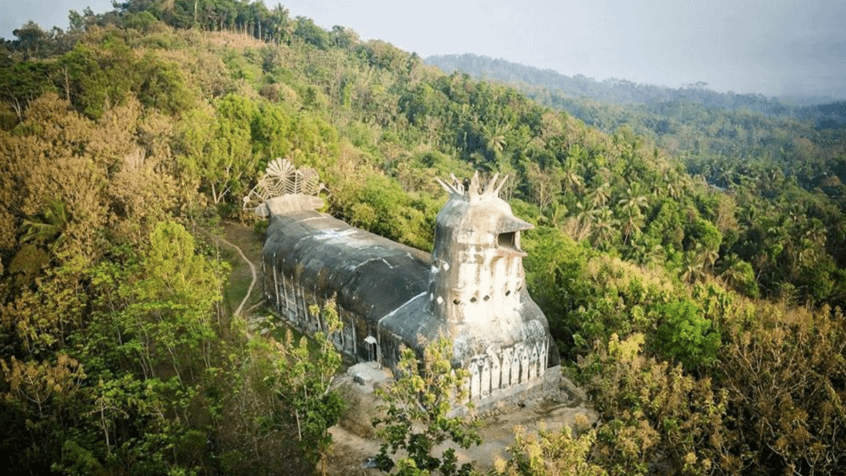 Image: Aerial photo of Gereja Ayam, AKA Chicken Church
