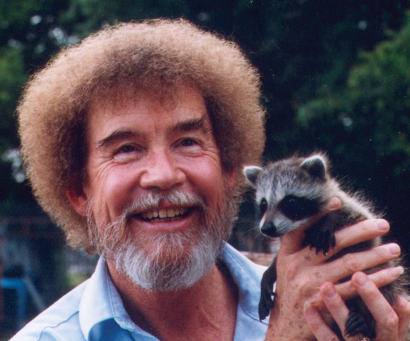 Image: Bob Ross holding a baby racoon