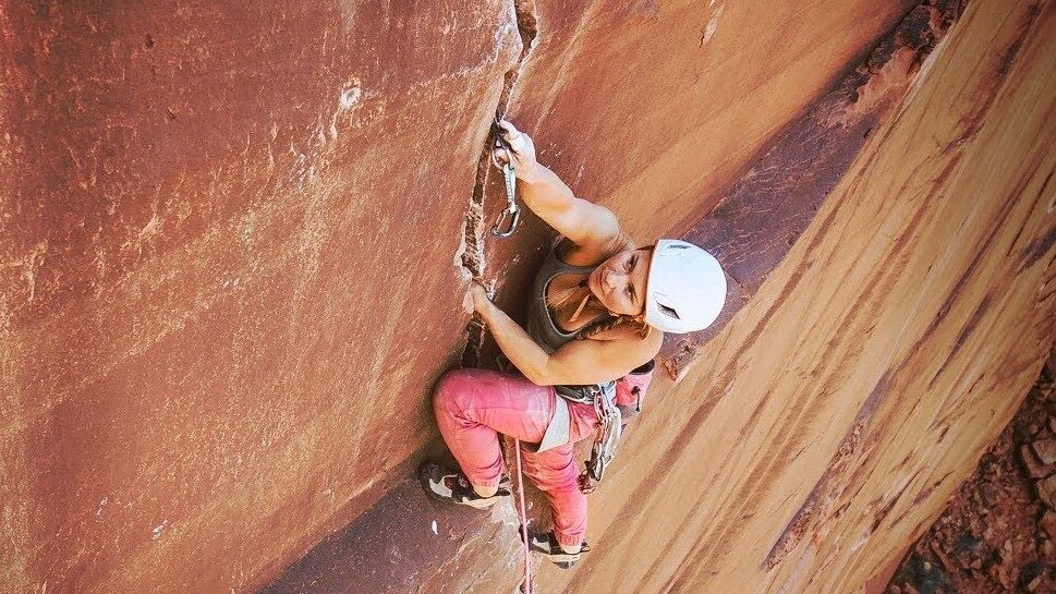 Image: Hazel Findlay climbing up Concepcion in Utah